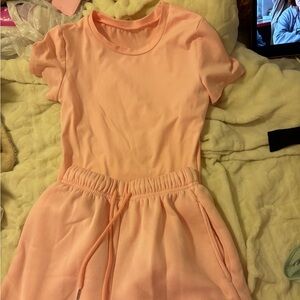 pink shirt and short set, size xs